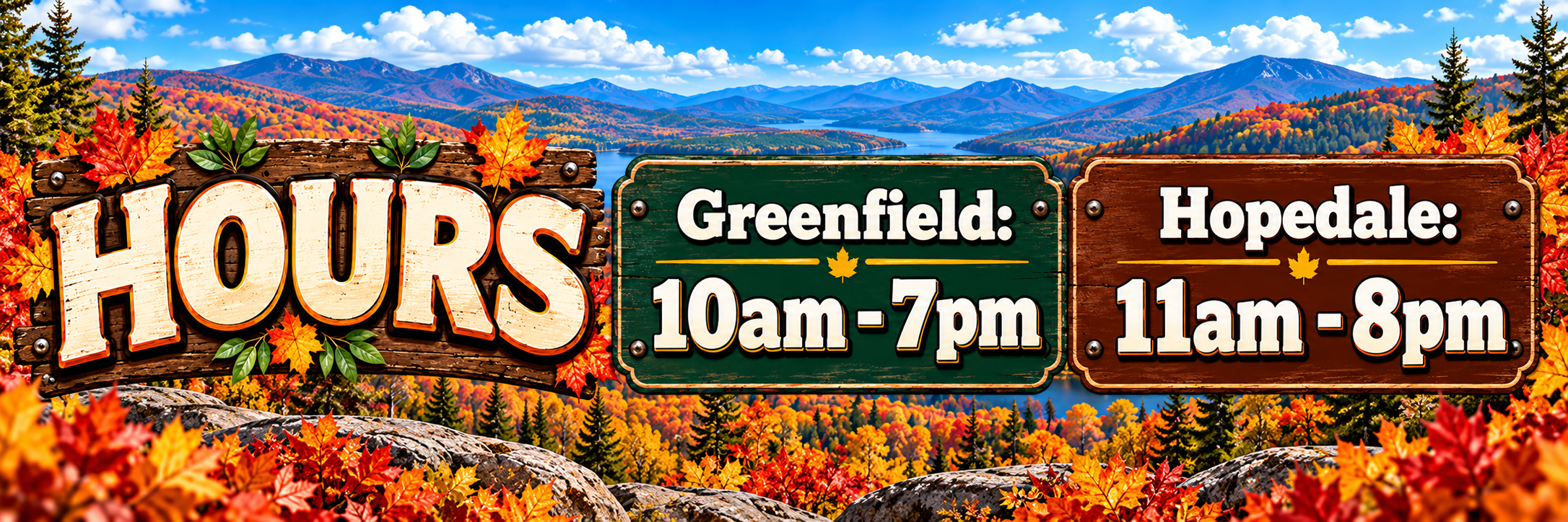 Autumn Mountain Hours Sign